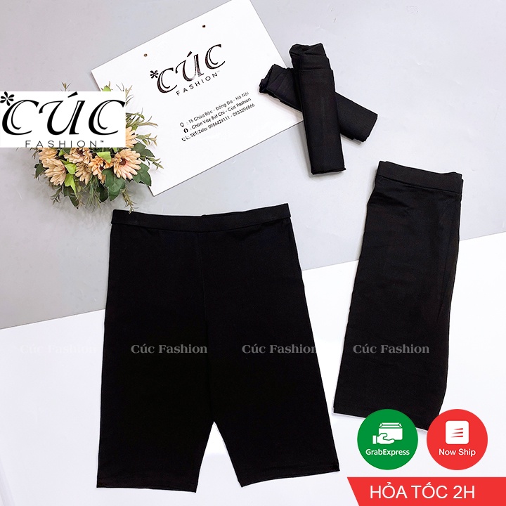 Quần legging nữ lửng Cúc Fashion vải thun cao cấp biker đùi ngố đồ mặc nhà dáng ôm bó lưng tập gym yoga bigsize QL03