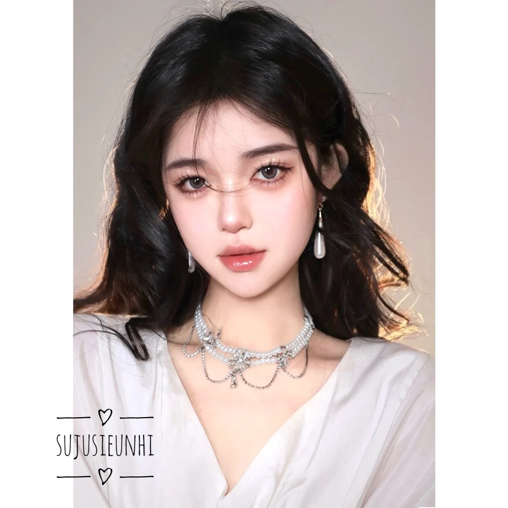 (2 mẫu) vòng cổ ngọc hoa đính đá nhân tạo buộc dây kiểu dáng dài sang trọng