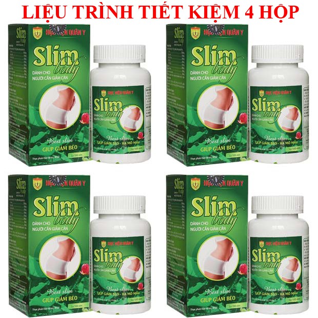 Liệu trình tiết kiệm 4 hộp viên uống giảm cân Slim Body Học Viện Quân Y (100 viên x 4) dành cho người có cơ địa khó giảm