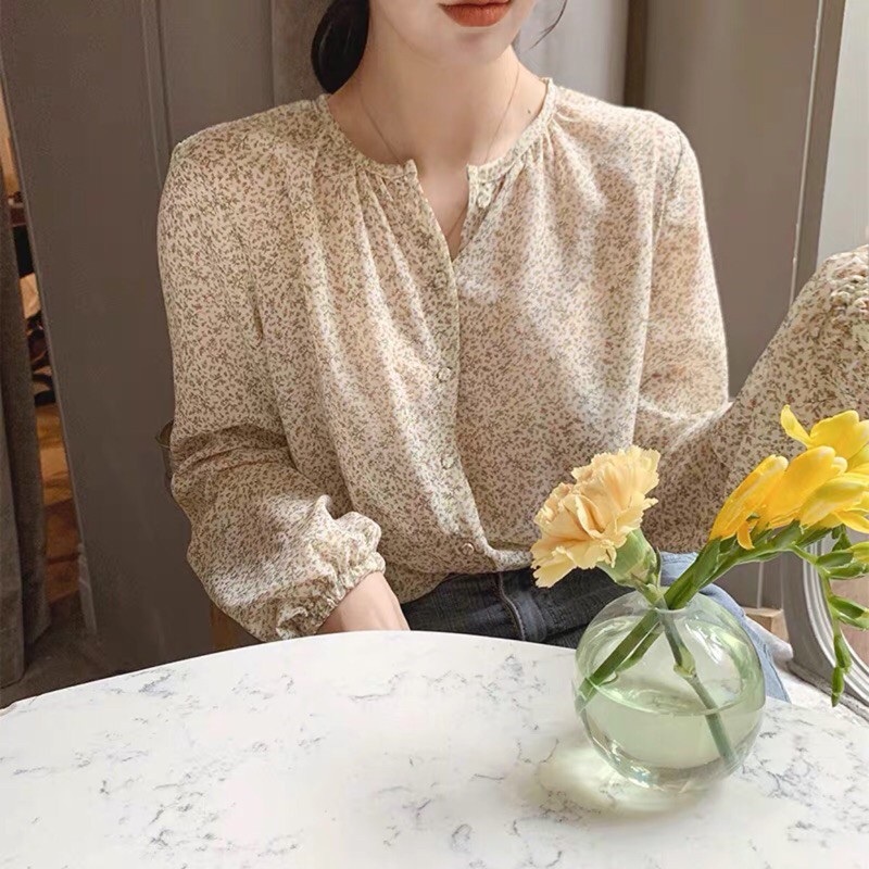 (Hàng Sẵn)Áo voan hoa nhí style korea