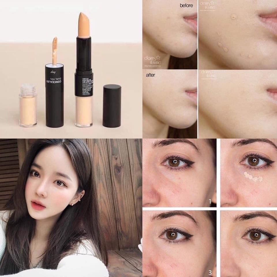 Che khuyết điểm 2 đầu The Face Shop Concealer Dual Veil