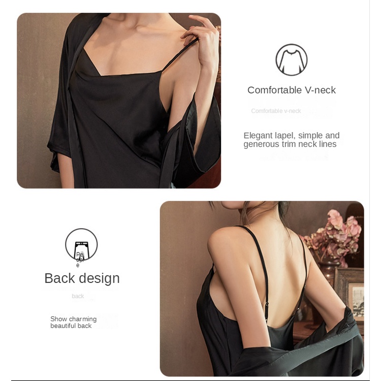 Áo Choàng Ngủ Không Tay Bằng Lụa Satin Dáng Dài Gợi Cảm