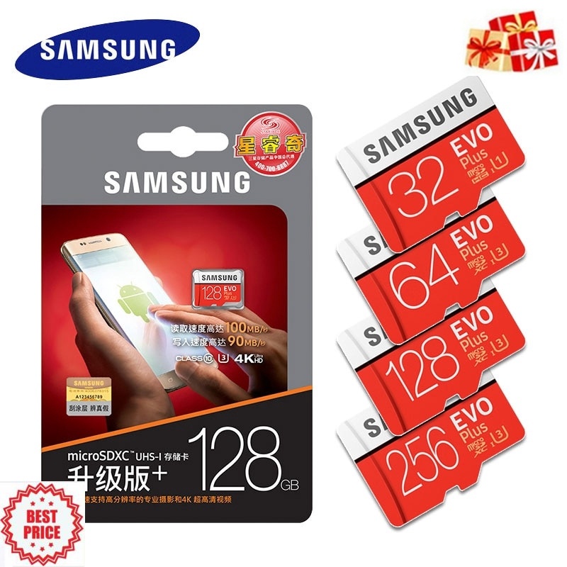 SAMSUNG Thẻ Nhớ Micro SD 32G 64GB 128GB SDHC / SDXC EVO Plus 16GB C10 UHS-I 4k TF / SD Chất Lượng Cao