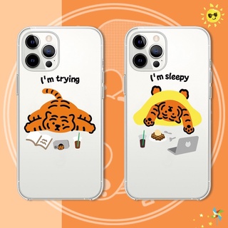 OPPO Reno 7 Pro Reno7 SE 5Z 6Z 5G A95 A94 A93S A73 A55 A56 A7 A5 A12 A12E A5S A3S A16K Find X3 F17 F19 Pro+ A13 A33 A53 A73 Cute Cartoon Tiger Transparent Silicone Soft Shockproof Case