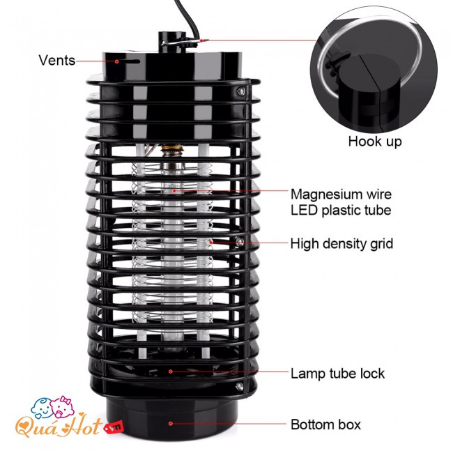 Đèn Bắt Muỗi Côn Trùng Hình Dạng Tháp Thông Minh Thế Hệ Mới Sử Dụng Đèn LED  An Toàn, Tiện Dụng