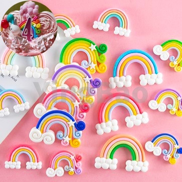 Set 10 Que Cắm Trang Trí Bánh Cupcake Hình Cầu Vồng Dễ Thương