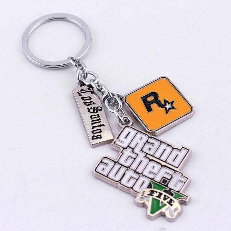 Bộ 5 Móc Khóa Cho PS4 Xbox PC Keyfob Game GTA V Grand Theft Auto