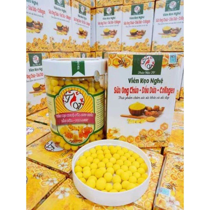 [TINH CHẤT] VIÊN KẸO TỔNG HỢP SỮA ONG CHÚA-TINH BỘT NGHỆ-DẦU DỪA-COLAGEN