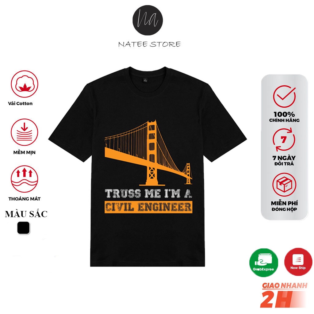 Áo Thun Nam Nữ Unisex Natee Cho Anh Em Công Trình - Áo Thun Chất Vải Cotton Mềm Mịn, Thoáng Mát, Không Nhăn, Không Xù