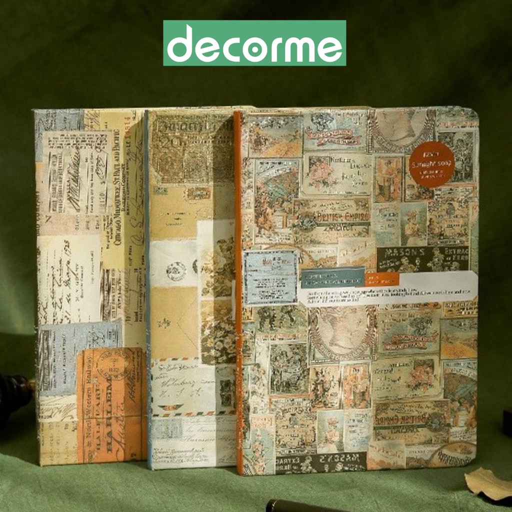 DecorMe Sổ tay vintage khổ A5 phong cách cổ điển sử dụng ghi chép, làm bullet journal