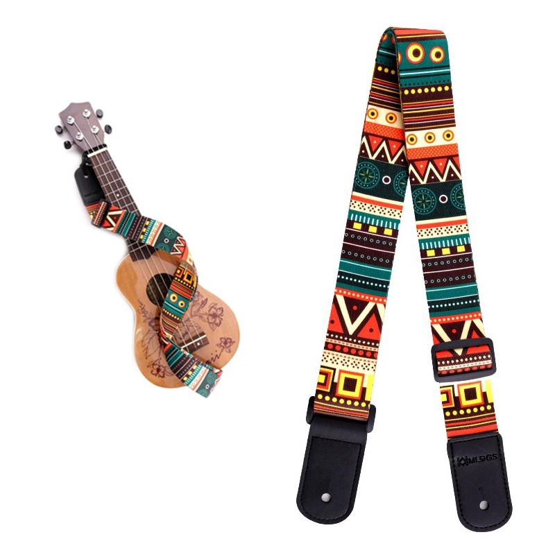 DÂY ĐEO ĐÀN UKULELE HỌA TIẾT THỔ CẨM - VŨ TRỤ tặng kèm 1 ốc gắn