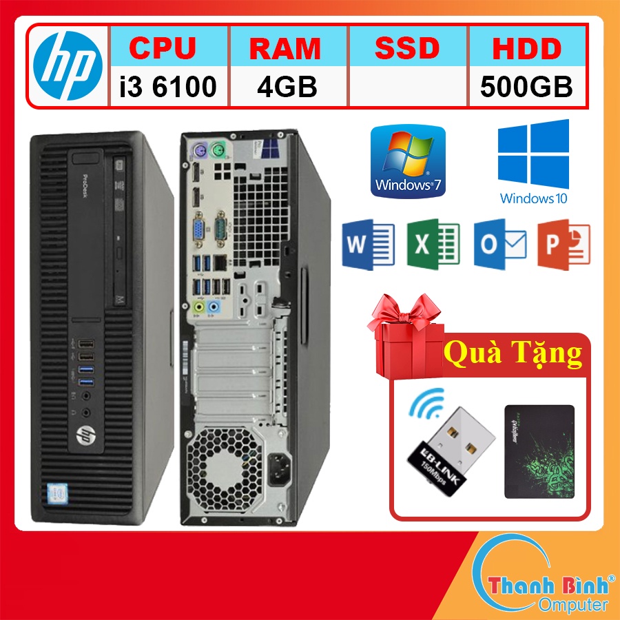 Máy Tính Đồng Bộ 💟ThanhBinhPC💟 Máy Tính Văn Phòng - HP ProDesk 600G2 ( Core I3 6100/ 4GB/ 500G ) - Bảo Hành 12 Tháng.