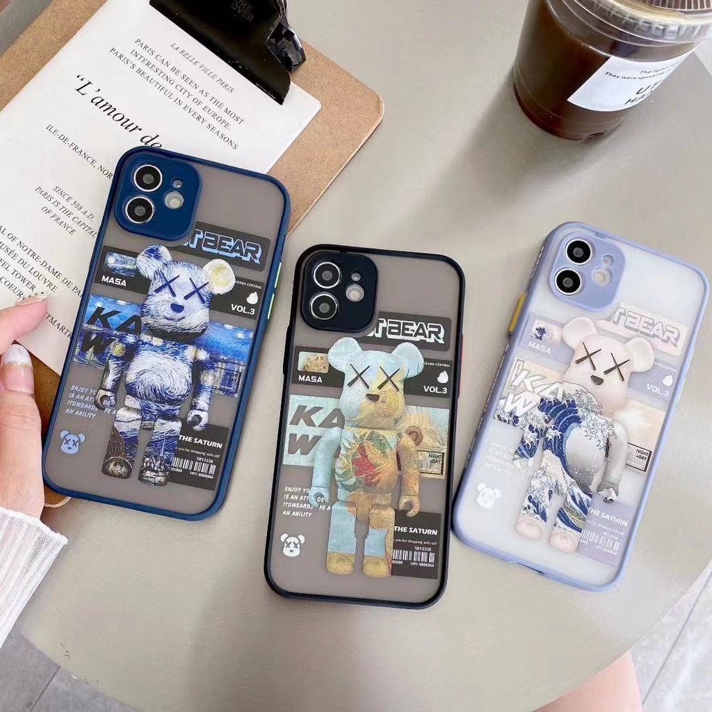 Luxury brand Bear brick Art oil painting Van Gogh Literature and art phone cases for iphone 11 Pro Max i11 i7 i8 7plus 8plus iX XS XR Xs MAX SE 12 12Pro 12 Pro Max Soft Protective Back Cover