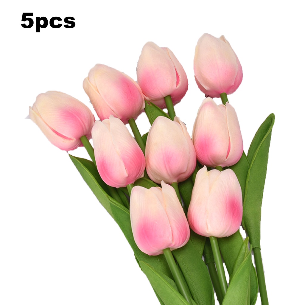 Bộ 5 Bông Hoa Tulip Giả Bằng Nhựa Sống Động Như Thật Trang Trí Nhà Cửa