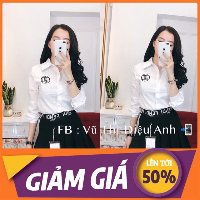 [ Big Sale ] Áo sơ mi logo thêu chữ f( ảnh + video thật) thời trang ivy