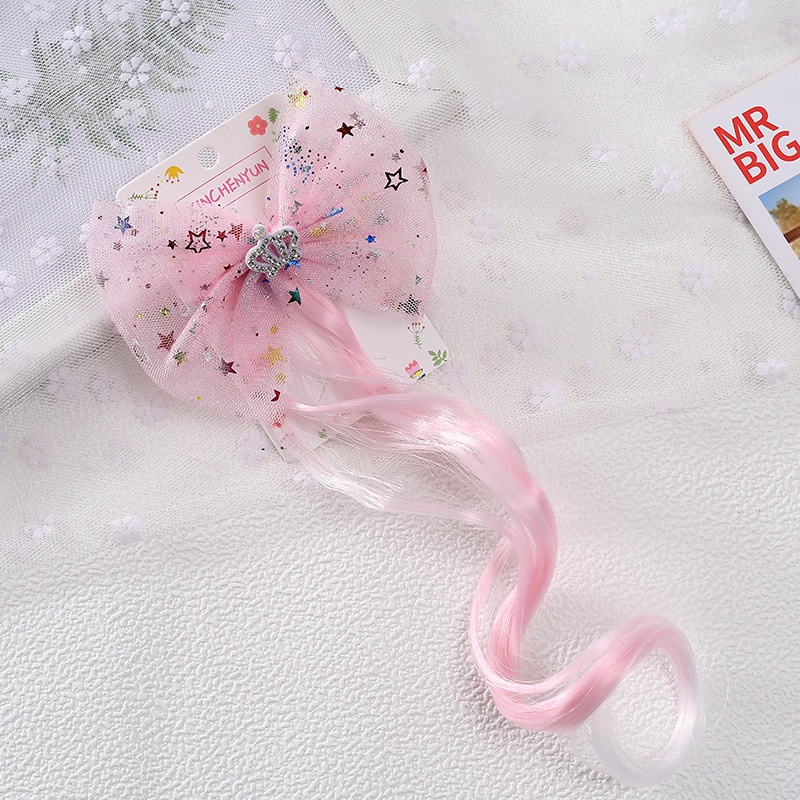 Phụ Kiện Tóc Giả Cho Bé | Kẹp Tóc Nơ Công Chúa | Kẹp Tóc Vương Miện Lưới