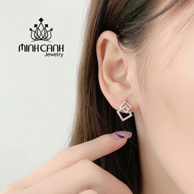 Bông Tai Bạc 2 Hình Thoi Lồng Nhau - Minh Canh Jewelry