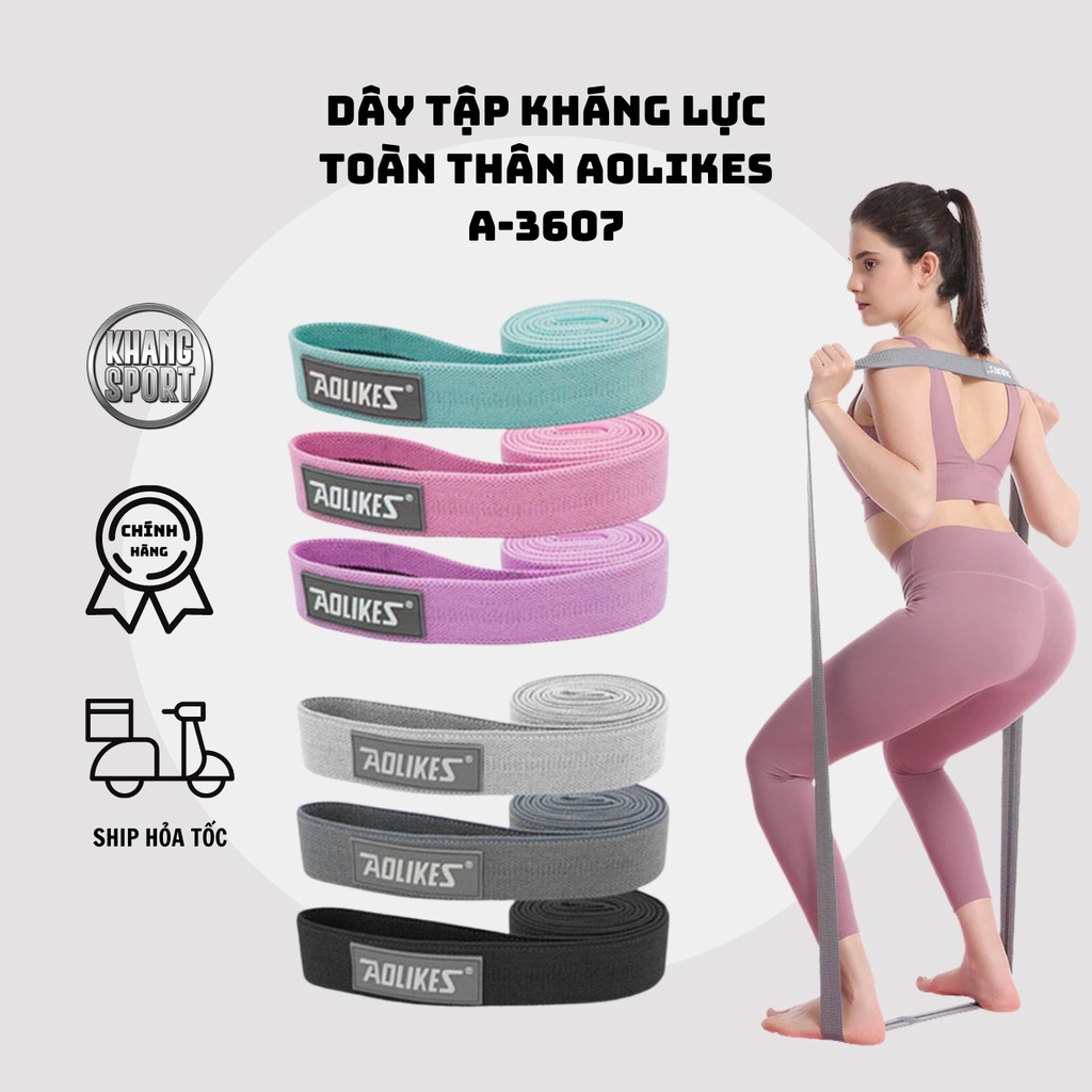 Bộ 3 Dây Power Band Kháng Lực Tập Yoga Đa Năng Aolikes Chính Hãng 3607