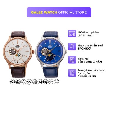 Đồng hồ Orient Sun And Moon Bambino Open Heart RA-AS010 nam máy cơ chống nước kính cường lực dây da cao cấp chính hãng