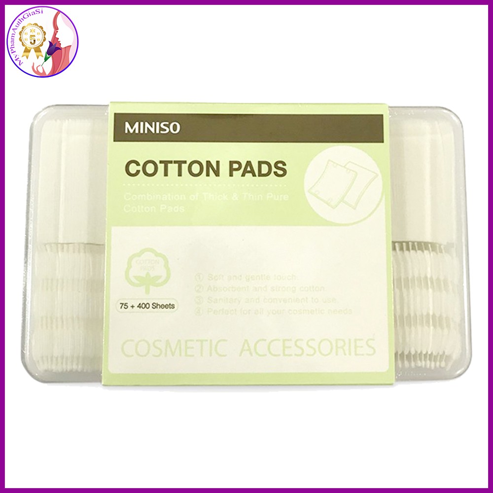 Bông tẩy trang Miniso cotton tự nhiên an toàn mềm mịn da 475 – 800 - 1000 miếng Nhật Bản