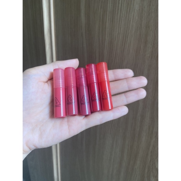 Set son 3CE syrup layering tint mini 5 màu + túi đựng mỹ phẩm 3CE chính hãng