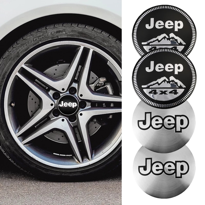 Bộ 4 Miếng Dán Logo 56mm Trang Trí Trục Bánh Xe Hơi Jeep