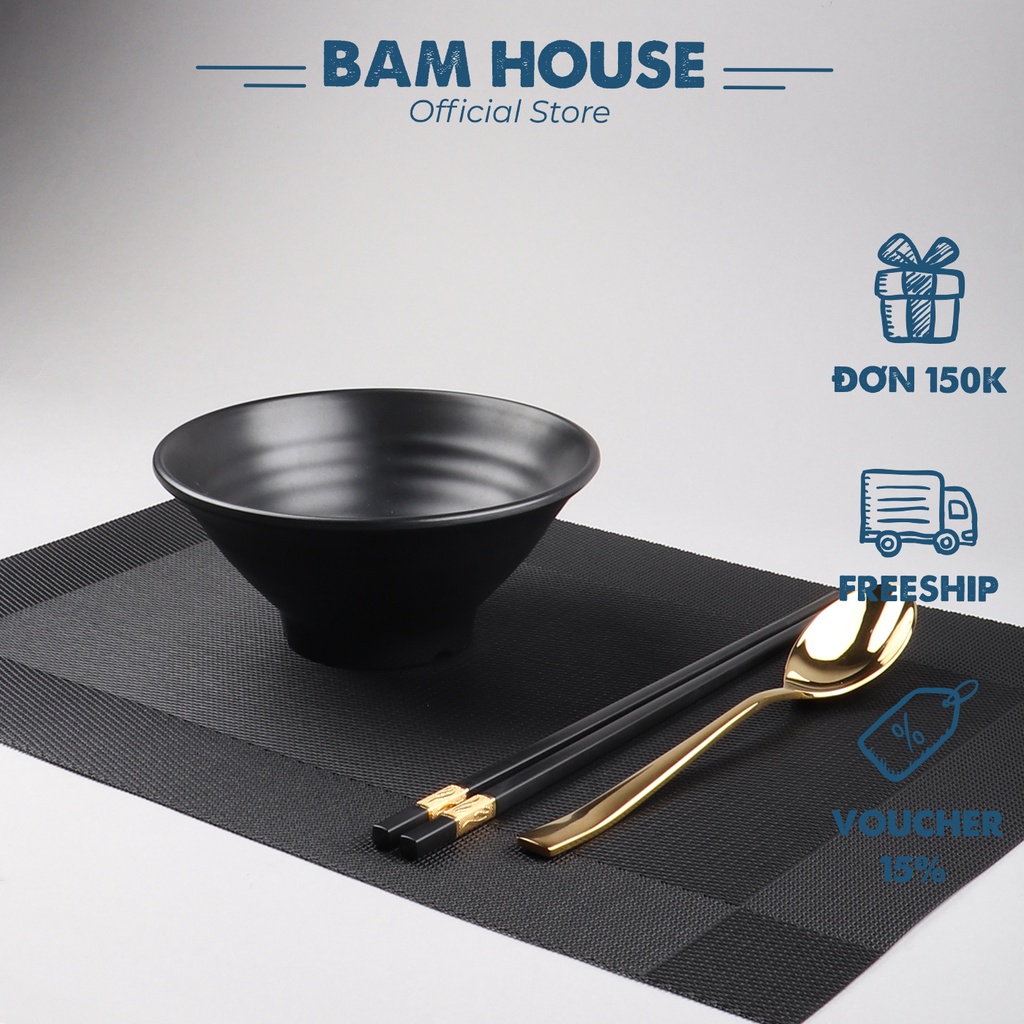 Tấm lót bàn ăn nhà hàng thiết kế ô vuông Bam House chất liệu PVC chống trượt và chống nhăn cao cấp TLOV01