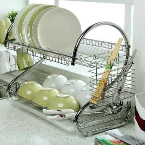 Giá Phơi Chén Dĩa 2 Tầng Bằng Thép Không Gỉ Tiện Dụng | BigBuy360 - bigbuy360.vn