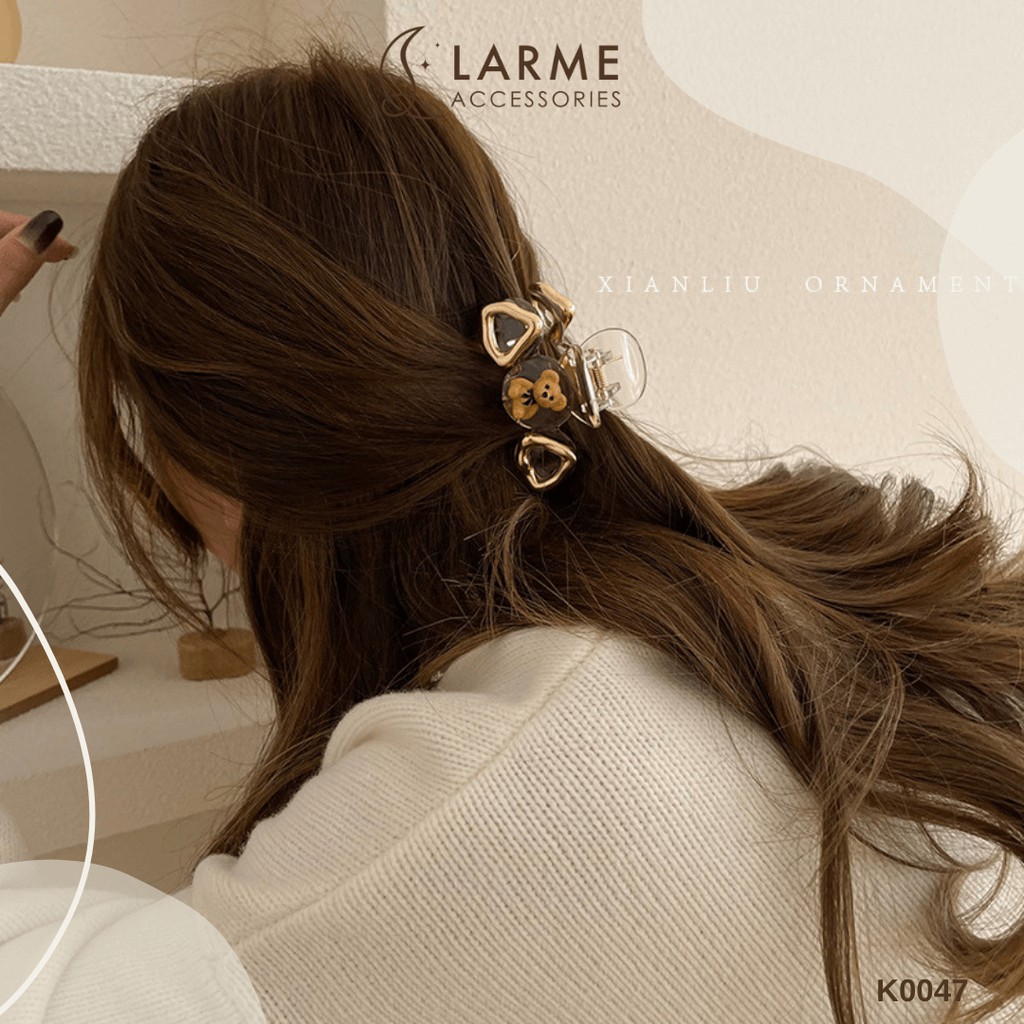 Kẹp tóc con gấu nhựa cứng trong suốt nhí nhảnh Larme Accessories - K0047