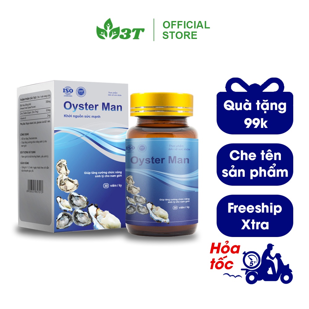 Viên uống Tinh chất hàu Oyster Man tăng cường sinh lý nam, hỗ trợ nam giới xuất tinh sớm, yếu sinh lý (Hộp 30 viên)