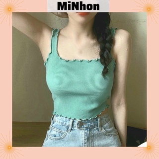 Áo cuốn biên sát nách croptop thun gân co giãn