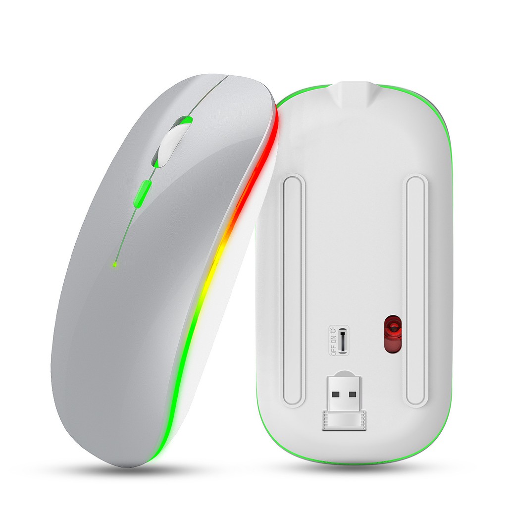 Chuột Không Dây LED Đổi Màu 2.4GHz Siêu Mỏng Chống Ồn Chuyên Dụng Văn Phòng Gaming Cho LAPTOP / Máy Tính / PC