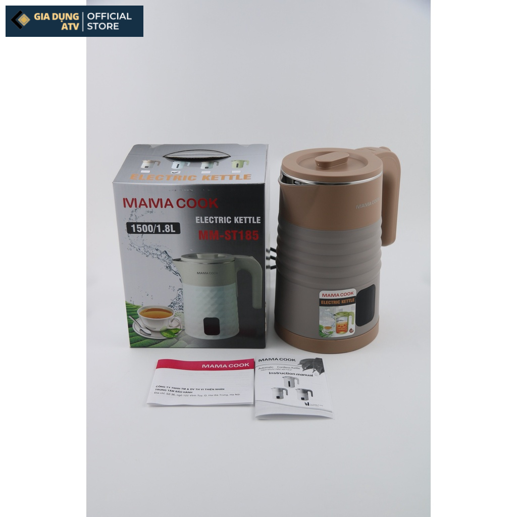 ẤM SIÊU TỐC , BÌNH SIÊU TỐC INOX 2 LỚP CAO CẤP 1.8L CHÍNH HÃNG MAMA COOK  ST185 bảo hành 12 tháng