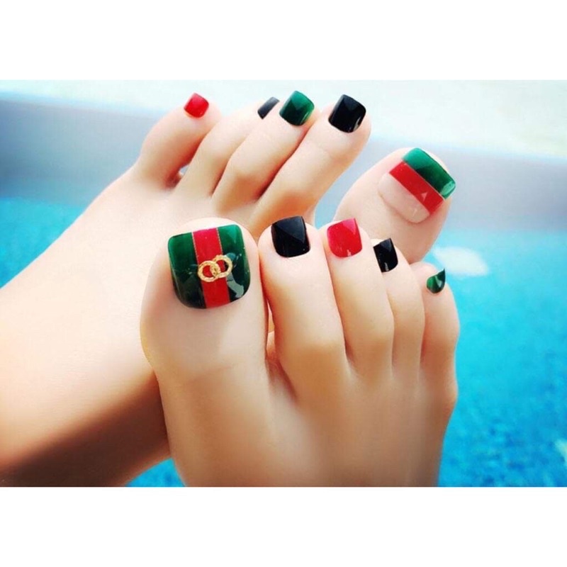 24 Móng Chân Giả Hoạ Tiết Độc Đáo Xinh Xắn ( kèm keo dán )