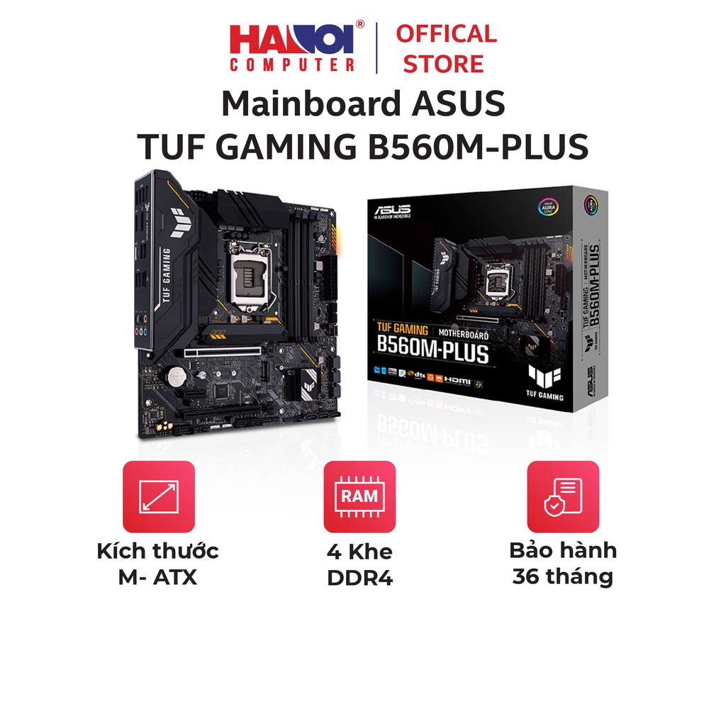 Mainboard ASUS TUF GAMING B560M-PLUS Intel B560, Socket 1200, m-ATX, 4 khe Ram DDR4)