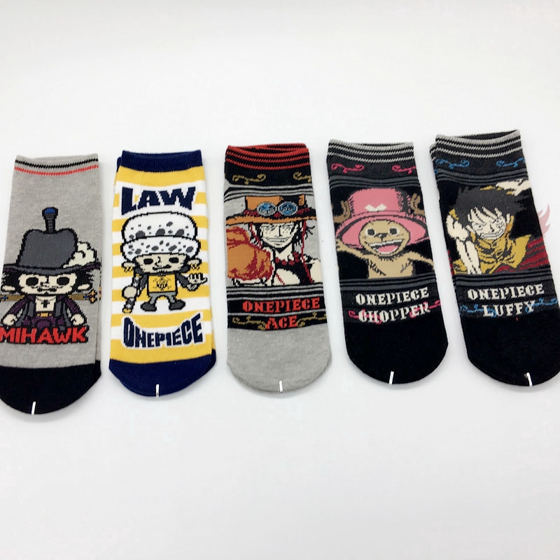 ❀ Vớ In Họa Tiết Hoạt Hình One Piece Series 05 ❀ 1 Đôi Tất Ngắn In Hình Luffy Chopper Ace Mihawk Law Unisex