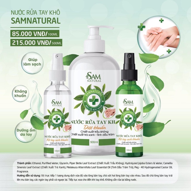 Nước rửa tay khô xịt khuẩn Sam Nature