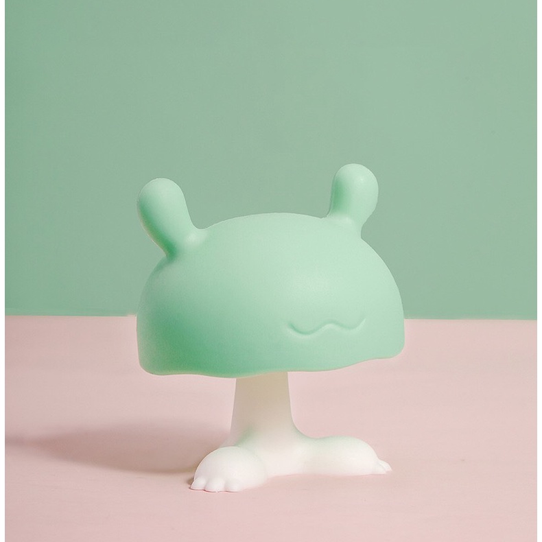 Đồ chơi gặm nướu hình nấm slicol, Shop Bố Sam, 2in1 khay để đồ ăn dặm kèm hộp đựng an toàn, hình dạng dễ thương.