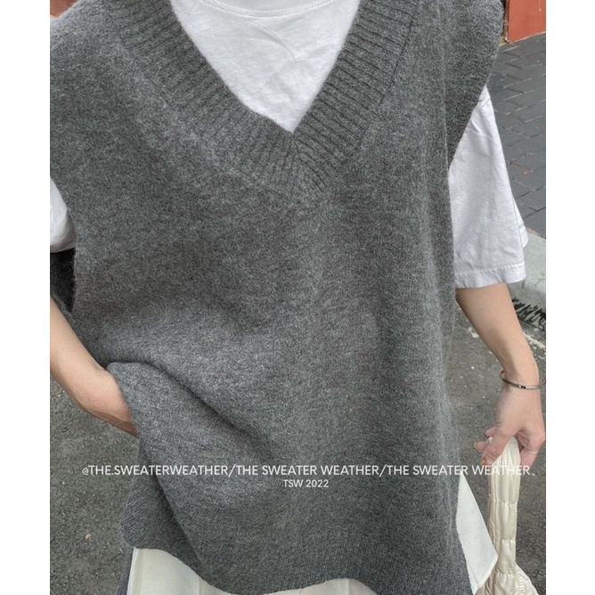 Áo gile Len nữ trơn dáng rộng.Shyncloset