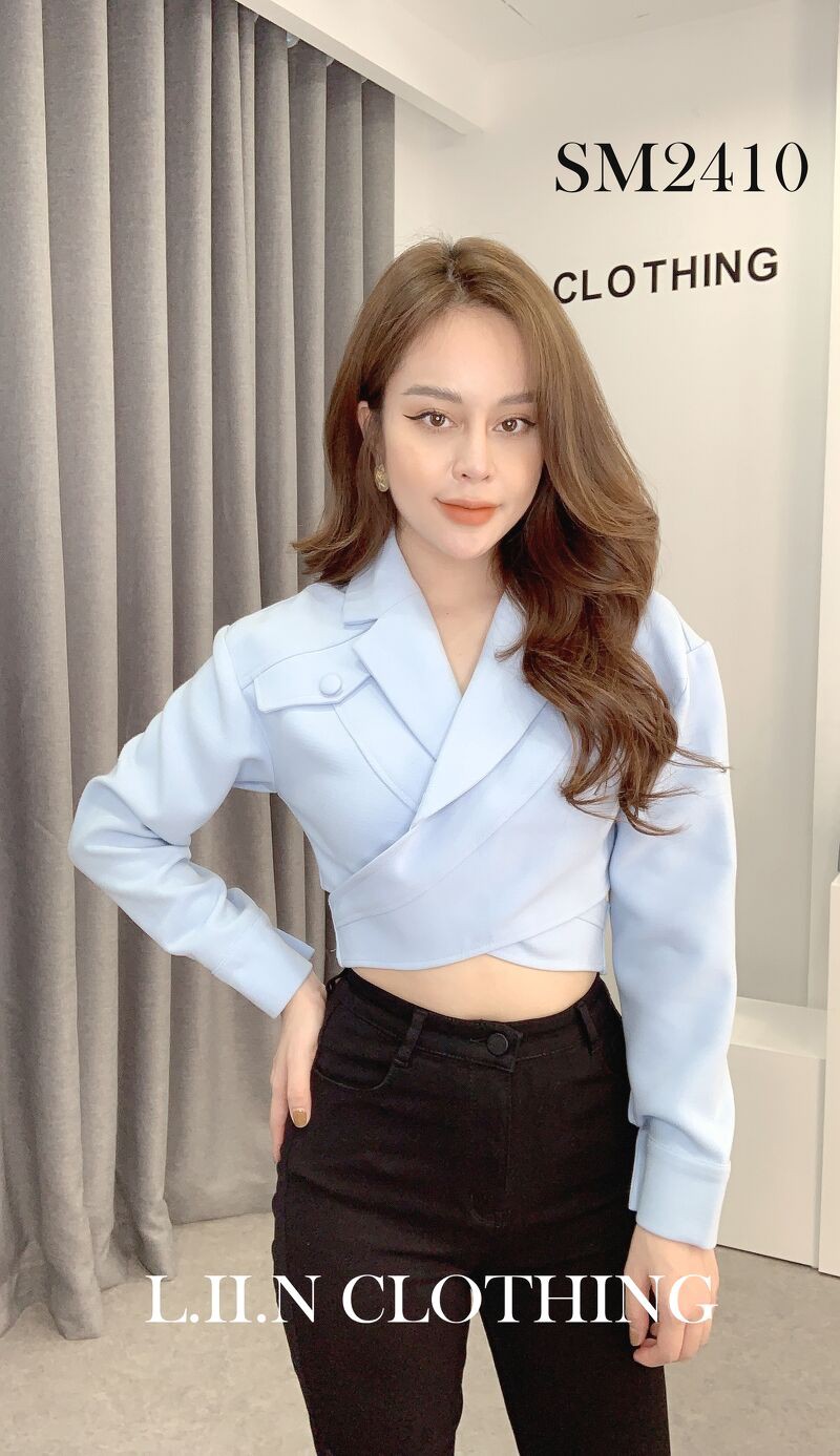 Áo khoác da nữ Linbi màu hồng nhạt, kiểu dáng croptop ôm sát body cá tính Liin clothing SM2410 | BigBuy360 - bigbuy360.vn