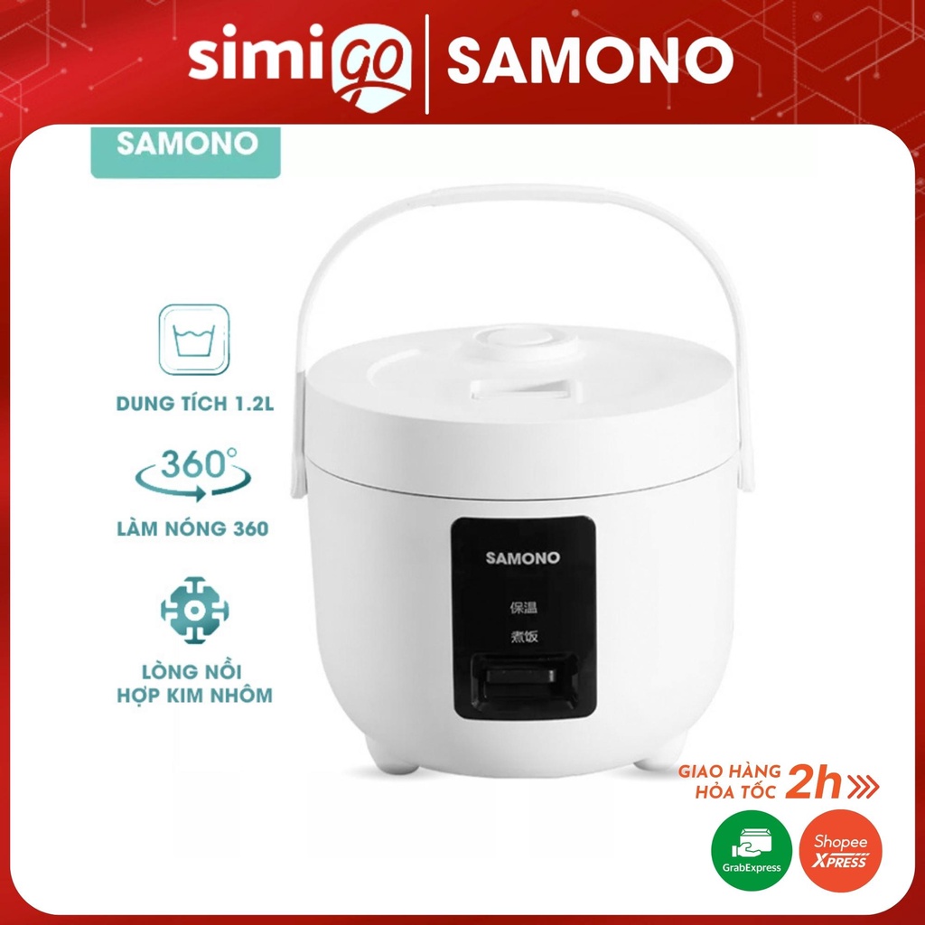 Nồi cơm điện mini 1.2L SAMONO SW-DF01 nhỏ giá rẻ cho 1 đến 2 người - Hàng chính hãng