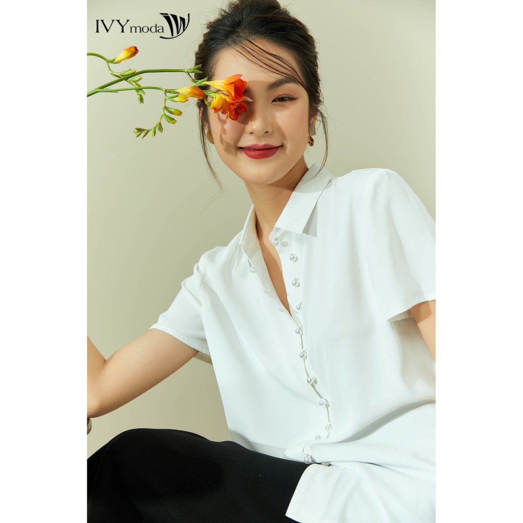 Áo sơ mi nữ khuy ngọc IVY moda MS 16M6363