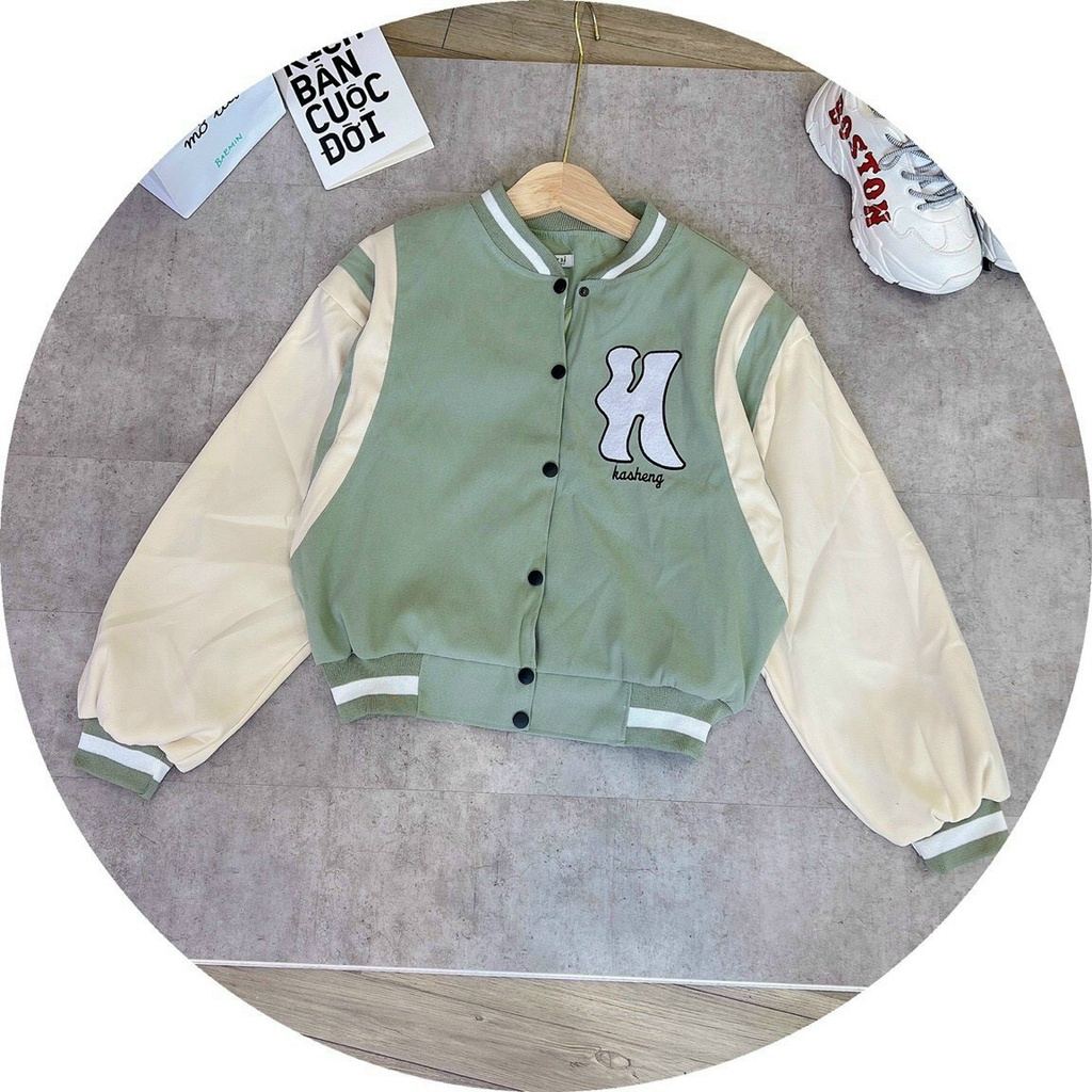 Áo khoác bomber nữ chữ K form ngắn crotop