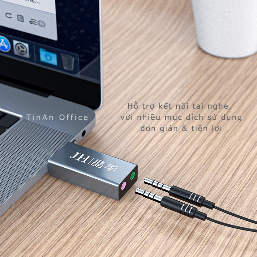 Bộ Chuyển Đổi USB sang Tai nghe/ Micro Loa Giao Diện Âm Thanh cho PS4 Pro USB, Card Âm Thanh JH Gắn Ngoài USB