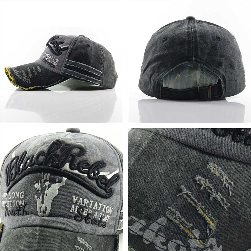 Mũ lưỡi trai vải cotton hoạ tiết thêu phong cách vintage cá tính