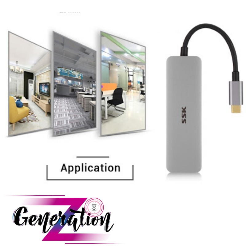 BỘ CHUYỂN TYPE-C RA 2 USB 3.0 + HDMI + TF + SD SSK (SHU-C525) - MULTIPORT HUB TYPE-C -&gt; 2 USB 3.0 + HDMI + TF + SD SSK (