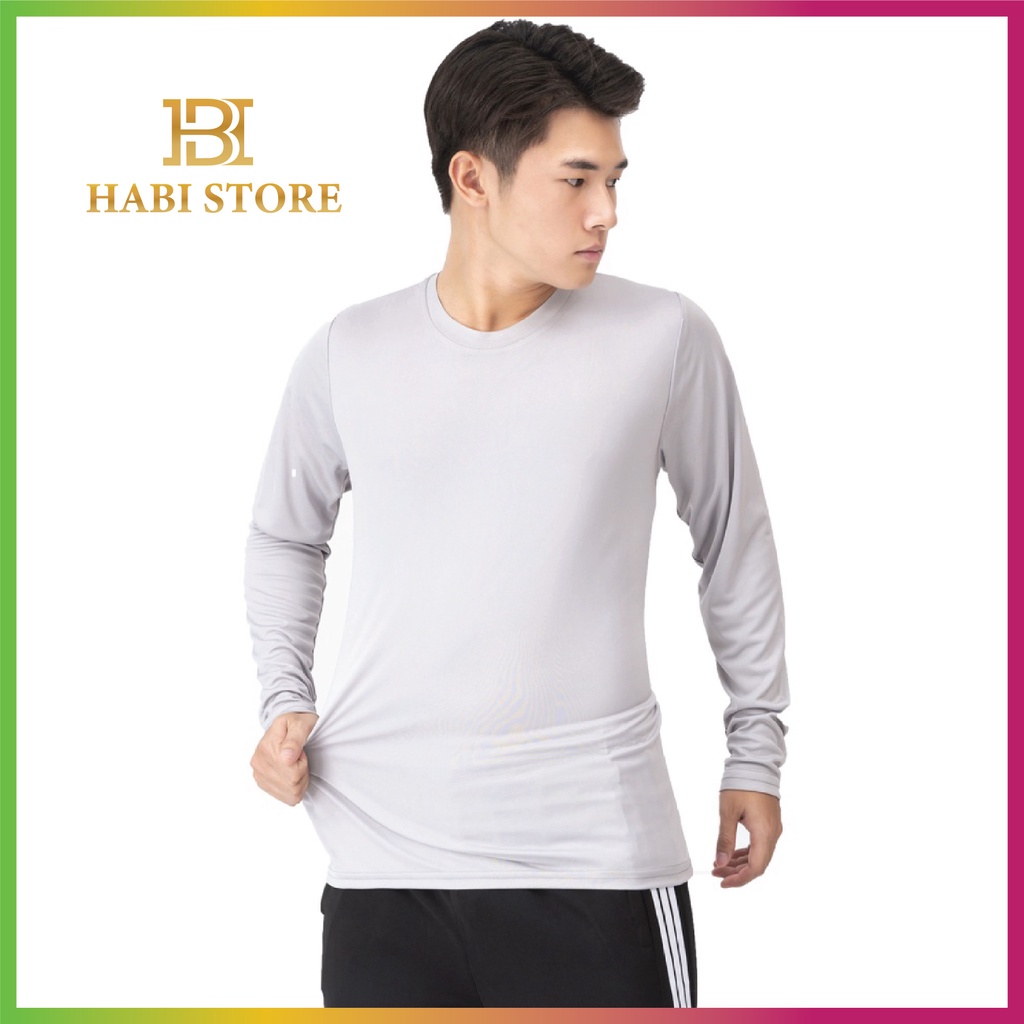 Áo giữ nhiệt nam thể thao tay dày, áo thun nam body mùa đông phong cách thời trang co giãn, giữ ấm HABI