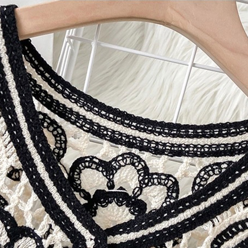 Áo Sweater Dệt Kim Không Tay Cổ V Cài Nút Họa Tiết Hoa Lá Thời Trang Mùa Xuân Cho Nữ