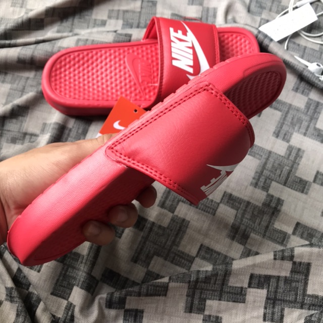 dép quai ngang nike-màu đỏ nam nữ kèm hộp