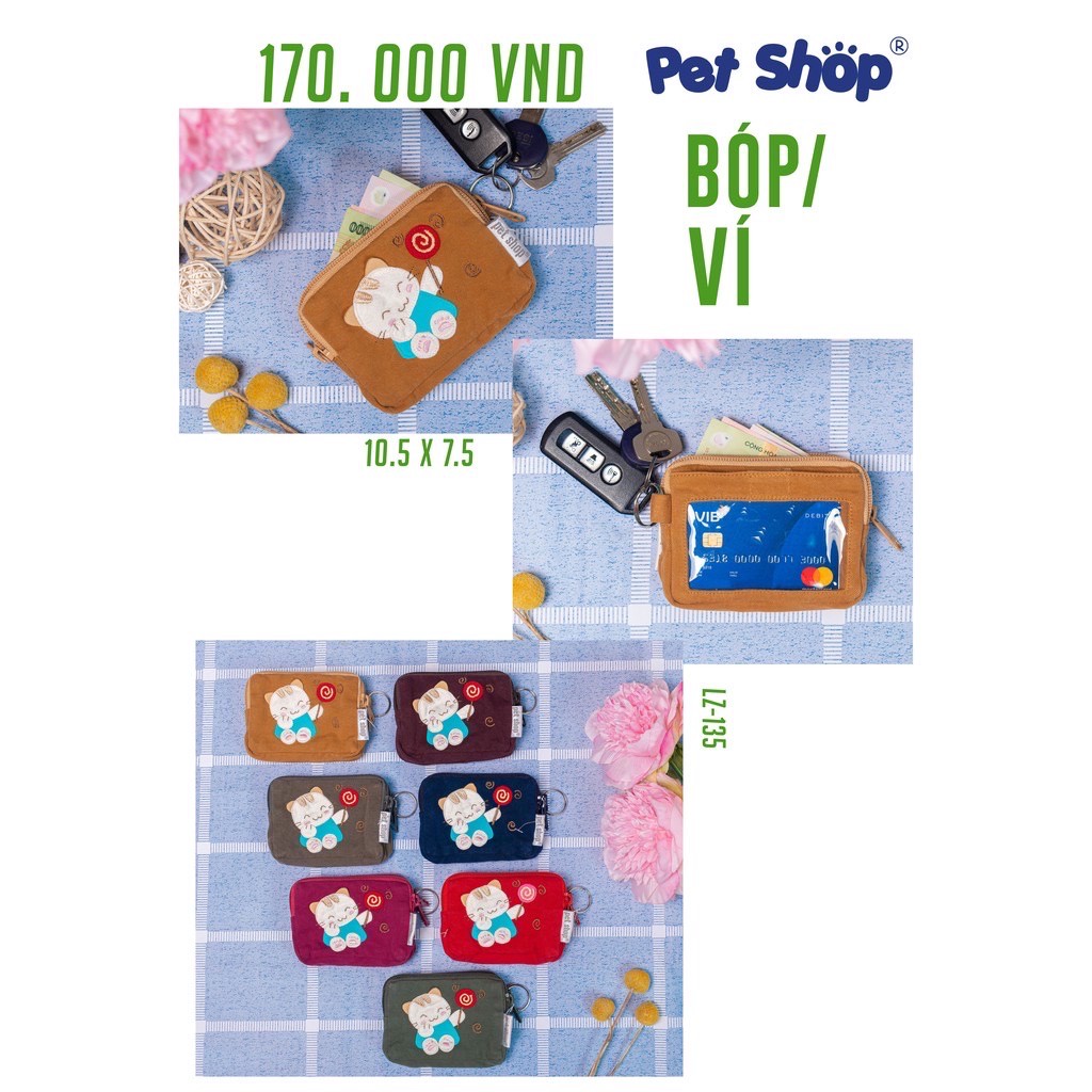 Túi ví mini đựng giấy tờ kiêm móc khóa PET SHOP LZ-135 (10.5x7.5cm) đựng vừa thẻ atm